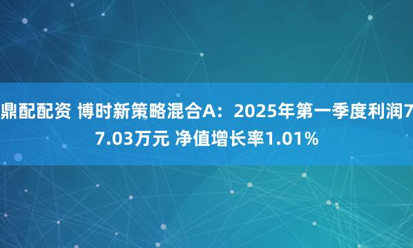 鼎配配资 博时新策略混合A：2025年第一季度利润77.03万元 净值增长率1.01%